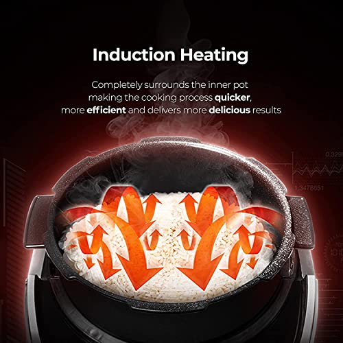 Cuckoo طباخ أرز كوكو عالي الضغط 10 أكواب غير مطبوخة / 20 كوب مطبوخ بتقنية التسخين بالحث، صانع أرز كبير مع 17 خيار قائمة ولوحة بخار، دليل صوتي، فضي (CRP-CHSS1009FN) - Image 4