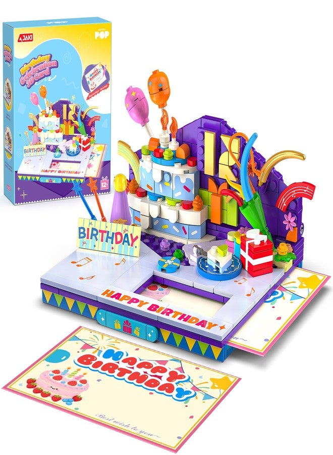 JAKI 3D Building Block Greeting Card - Foldable 3D Block Set, Party Present Birthday Gift for Girl Daughter Mom Grandma Kids Adults, Colorful Birthday Decorations for Party - Image 1