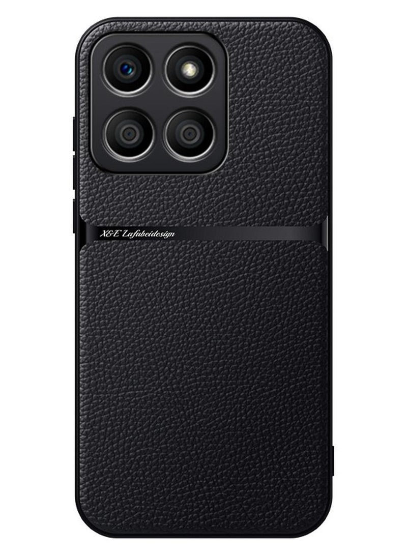 جراب سيليكون من الجلد الصناعي مقاوم للصدمات متوافق مع Honor x8b (اسود) - Image 1