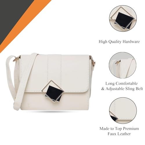 ADISA Women's Girls Party Sling Bag Crossbody (Cream) - Image 4