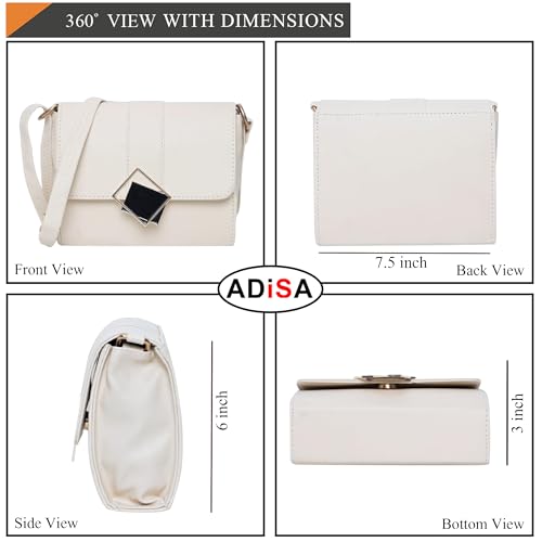 ADISA Women's Girls Party Sling Bag Crossbody (Cream) - Image 3