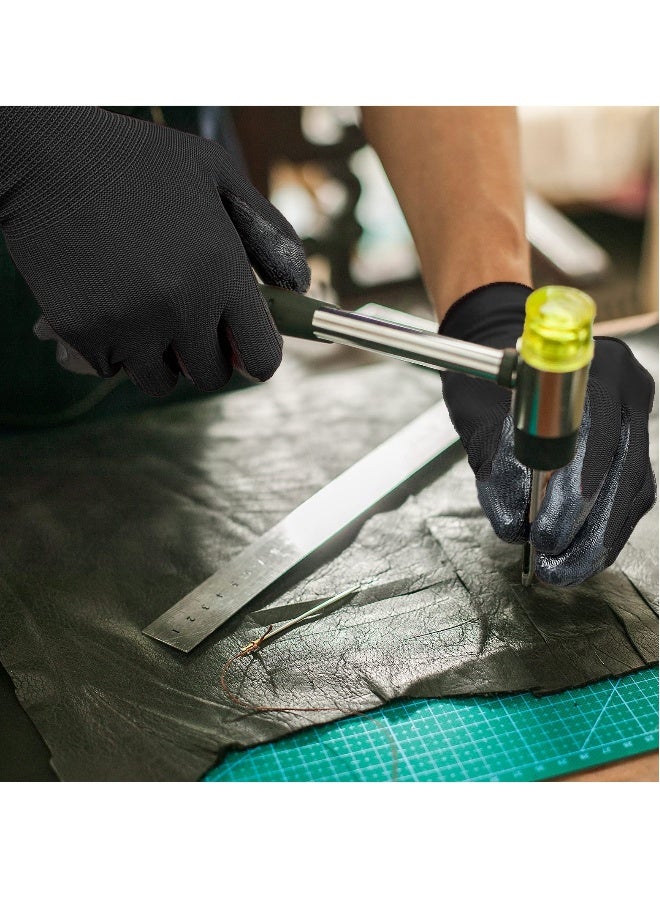 قفازات عمل مغطاة بالمطاط (12 زوج): مقاومة للانزلاق، مقاومة للزيت لفنيي السيارات والبستنة - تصميم قابل للتنفس للرجال والنساء، مثالية لجميع المهام - Image 5