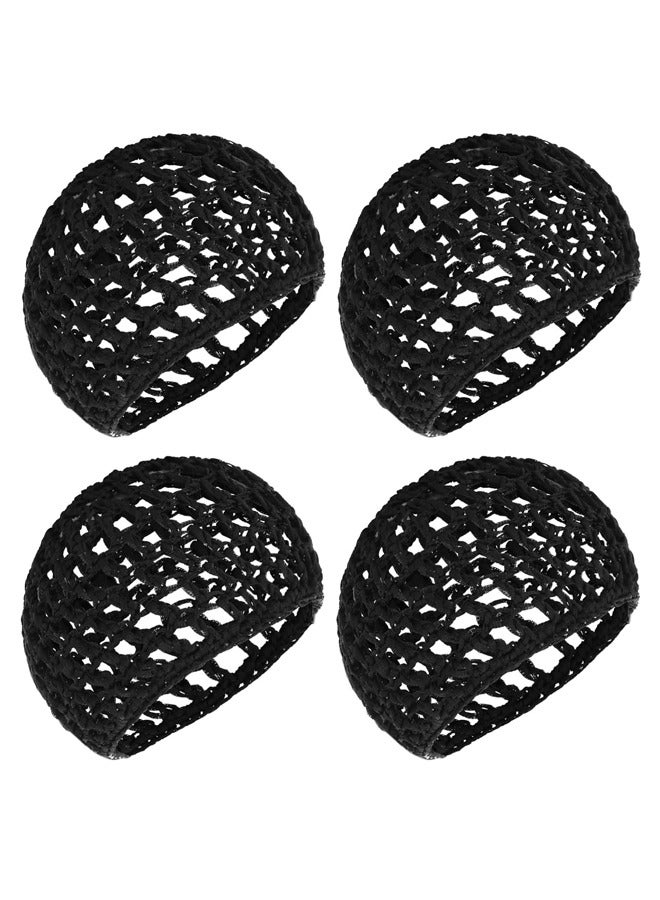 GUSGU 4 Pieces Mesh Crochet Hair Net Rayon Knit Snood Hat Cover Women Crocheted Sleep Cap Hair Cover Accessory for Sleeping Black - Image 1