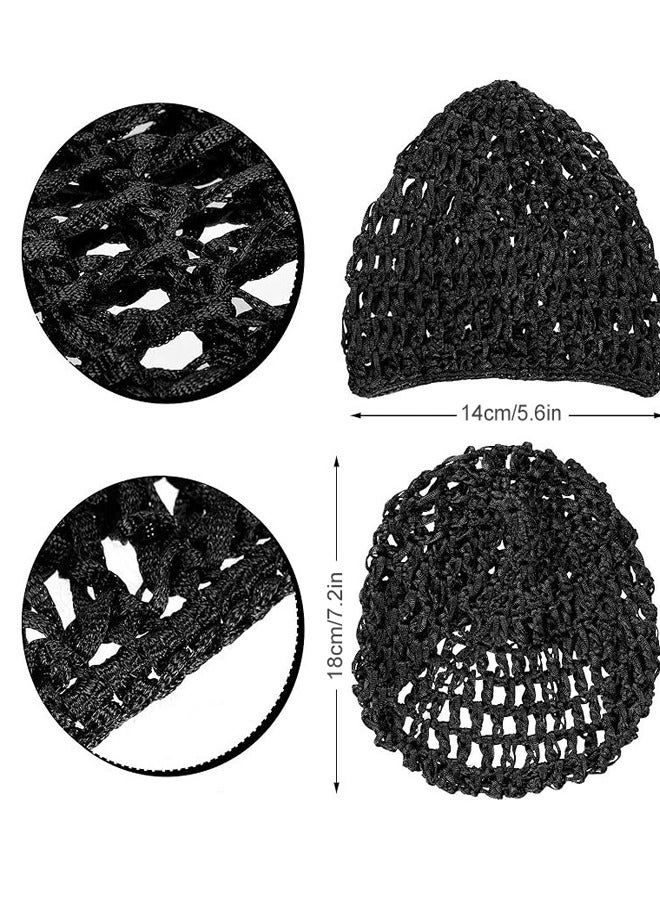 GUSGU 4 Pieces Mesh Crochet Hair Net Rayon Knit Snood Hat Cover Women Crocheted Sleep Cap Hair Cover Accessory for Sleeping Black - Image 2