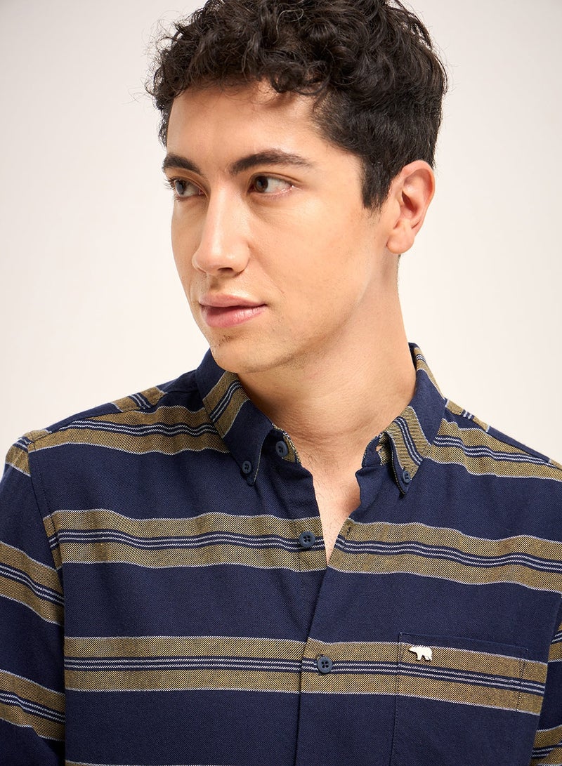 THE BEAR HOUSE Cotton Shirt for Men | Slim Fit, Long Sleeve, Casual or Formal Button-Down | Soft, Breathable Fabric for Work, Everyday, & All-Season Wear in Stylish - Image 1