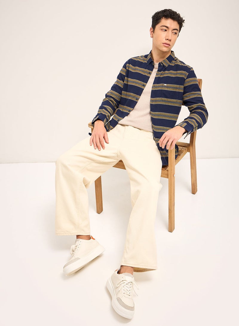 THE BEAR HOUSE Cotton Shirt for Men | Slim Fit, Long Sleeve, Casual or Formal Button-Down | Soft, Breathable Fabric for Work, Everyday, & All-Season Wear in Stylish - Image 2