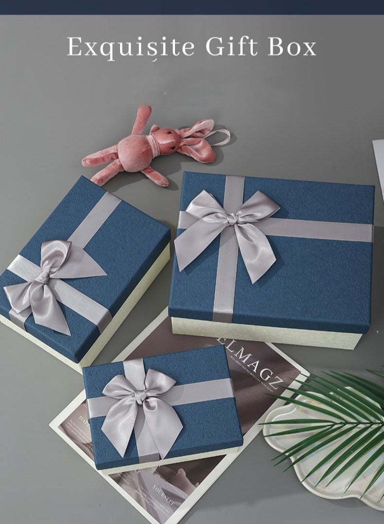 PEI  AN Elegant Dark Blue Bow Gift Box – Premium "Heaven & Earth" Lid Luxury Packaging for Birthdays, Valentine’s & Special Gifts (3 Sizes Available)    3 Pieces ﻿  - Image 5