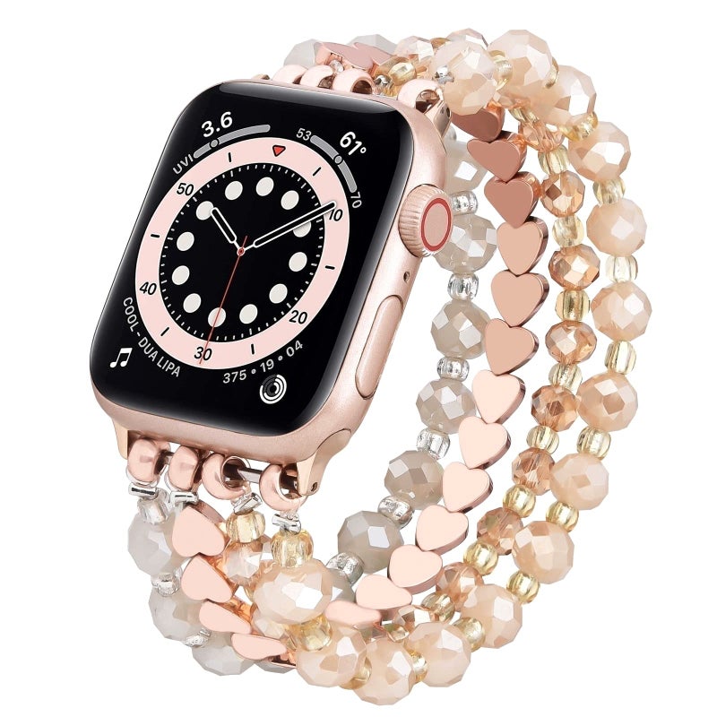 VISOOM Beaded Bracelet Compatible for Apple Watch Band 40mm/38mm/41mm/42mm Series 11 10 7 SE Series 6/5/4 Women Fashion Cute Handmade Elastic Stretchy Watch Strap for iWatch Bands Series 3/2/1 - Image 1