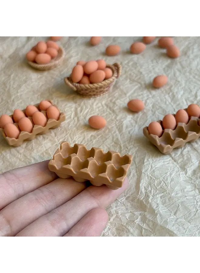 Handmade Miniature Dollhouse Set With Basket And 6 Eggs For Diorama And Doll Collections - Image 5