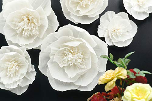 Letjolt White Paper Flowers Decorations for Wall 3D Flowers Home Decor Wedding Garlands Baby Shower Bridal Shower Set 6