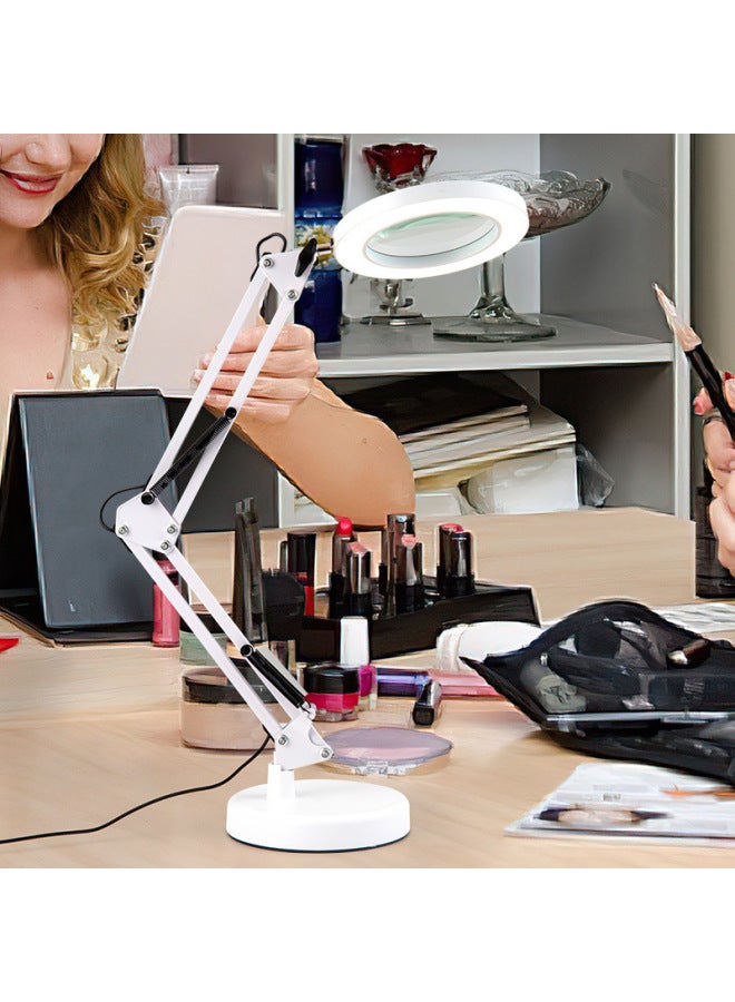 Hd30x Desktop Nail Art Embroidery Reading Watch Repair Electronic Welding Inspection Special Magnifying Glass Lamp-Color:Black Round Base + Magnifying Glass + Three-color 10-speed Dimming - Image 4