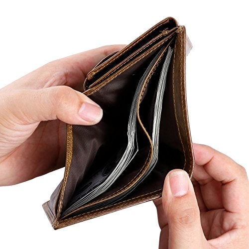 HAWEE Trifold Billfold RFID Blocking Cowhide Leather Wallet for Men 10 Card Slots 2 ID Windows with Coin Pocket, Coffee - Image 2