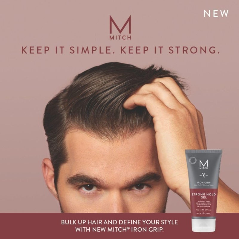 MITCH by Paul Mitchell Iron Grip Strong Hold Gel, High Hold, Medium Shine, For All Hair Types + Textures, 5.1 fl oz - Image 4