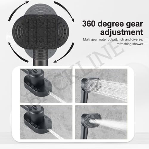 B BACKLINE Backline ABS Multi Function 4 Mode Bathroom Hand Shower set/Shower Head for Bathroom | 360° Rotatable Shower Head | Rain, Pulse, Spray & Spout Mode (Hand Shower Only)(Black) - Image 3