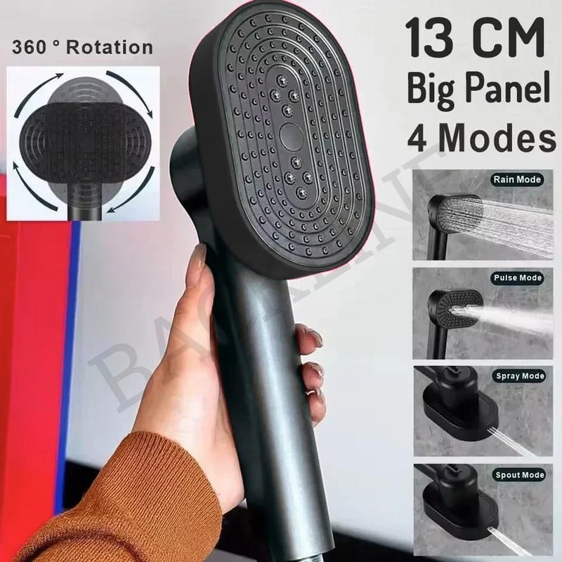 B BACKLINE Backline ABS Multi Function 4 Mode Bathroom Hand Shower set/Shower Head for Bathroom | 360° Rotatable Shower Head | Rain, Pulse, Spray & Spout Mode (Hand Shower Only)(Black) - Image 2
