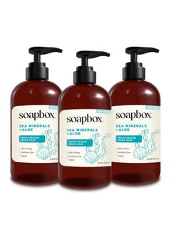 Soapbox Liquid Hand Soap, Sea Minerals & Blue Iris - Hand Soap for Bathroom and Kitchen, 12oz Pump Bottles (Pack of 3)  - Image 1