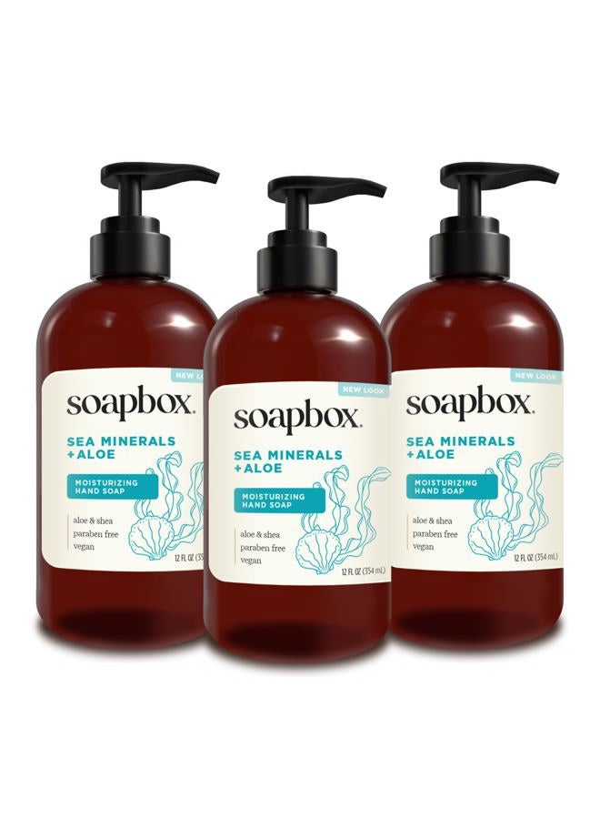 Soapbox Liquid Hand Soap, Sea Minerals & Blue Iris - Hand Soap for Bathroom and Kitchen, 12oz Pump Bottles (Pack of 3) - Image 1