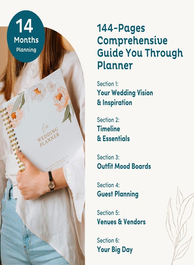 Nook Theory Timeless Premium Wedding Planner Book and Organizer - Timeless Premium Wedding Planner Book and Organizer - Wedding Planning Book, Comprehensive Keepsake & Countdown Binder, Perfect Engagement Gift for Women, 11" x 9" (Blossom) - Image 4