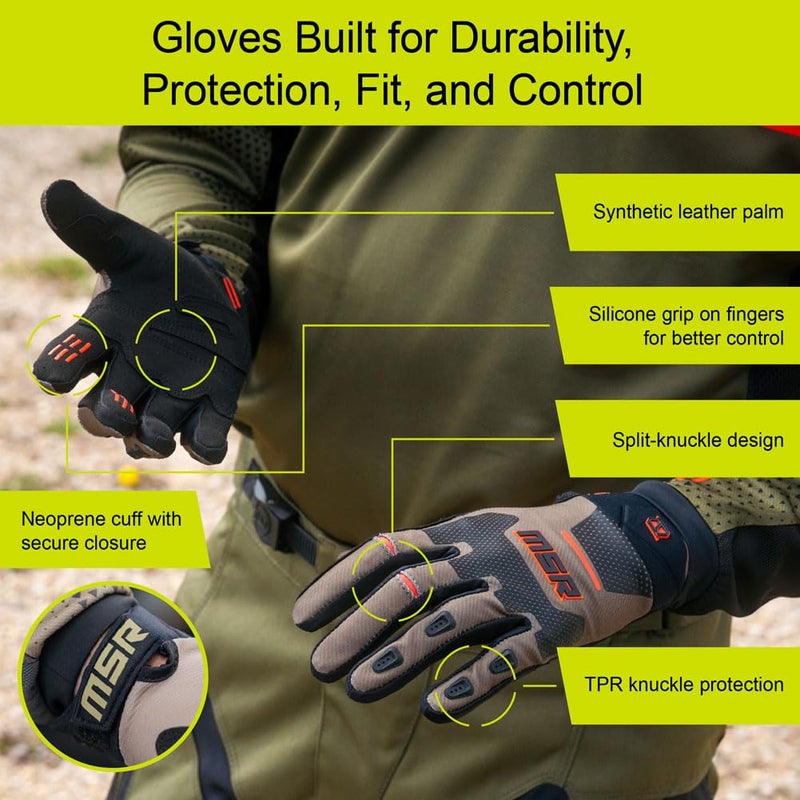 MSR Legend Tactical Touchscreen Dirt Bike Motocross MTB Airsoft Paintball Gloves for Men Women Large Black - Image 3