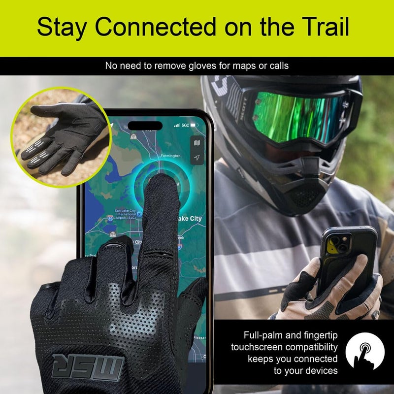 MSR Legend Tactical Touchscreen Dirt Bike Motocross MTB Airsoft Paintball Gloves for Men Women Large Black - Image 4
