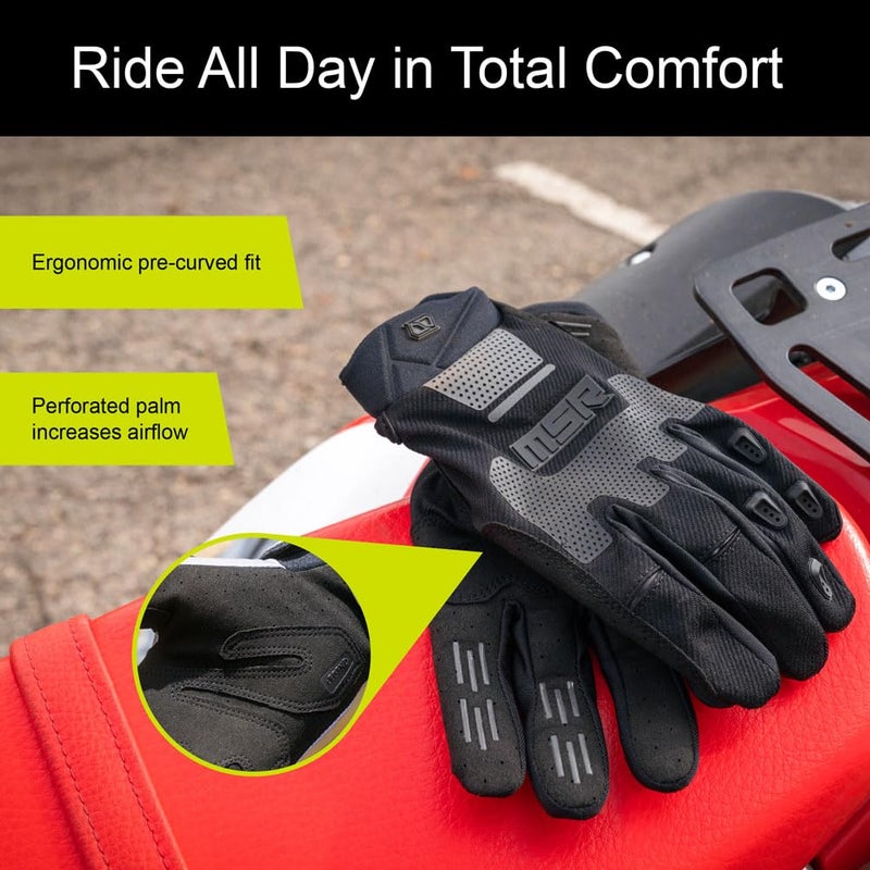 MSR Legend Tactical Touchscreen Dirt Bike Motocross MTB Airsoft Paintball Gloves for Men Women Large Black - Image 2