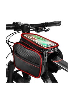 Rana store bicycle bag bag with frame  waterproof touch screen bicycle accessories bag for mobile and personal belongings  saddle bag black color red line  from Rana store