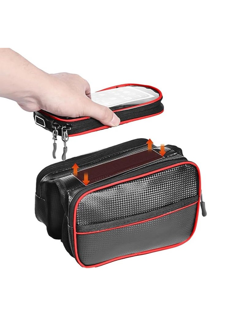 Generic - Rana store bicycle bag bag with frame  waterproof touch screen bicycle accessories bag for mobile and personal belongings  saddle bag black color red line  from Rana store - Image 1
