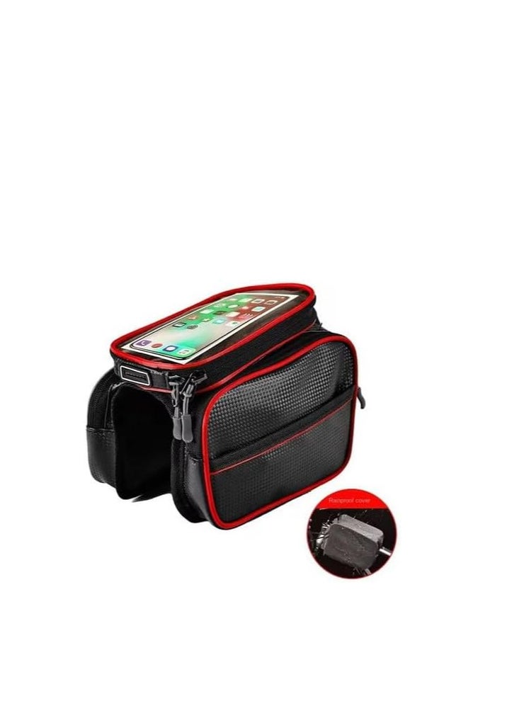 Generic - Rana store bicycle bag bag with frame  waterproof touch screen bicycle accessories bag for mobile and personal belongings  saddle bag black color red line  from Rana store - Image 1