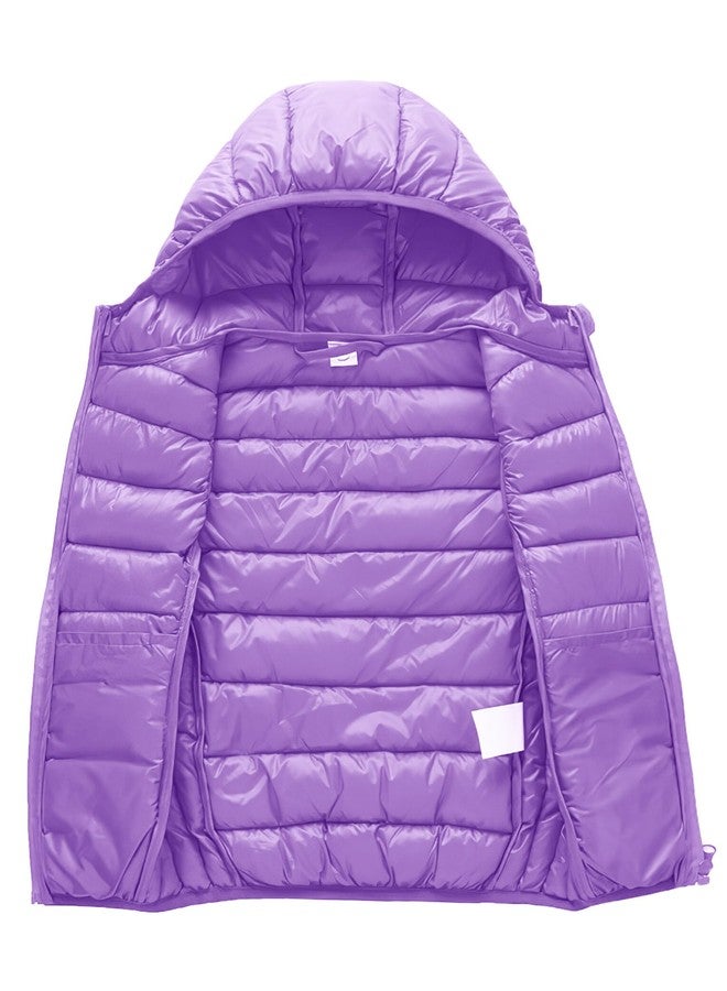 Aivtalk Baby Girls' Winter Jacket Vest With Hooded Puffer Thin Down Vest Zipped Lightweight Waistcoat Jacket for 2-3 Years Old Purple - Image 3