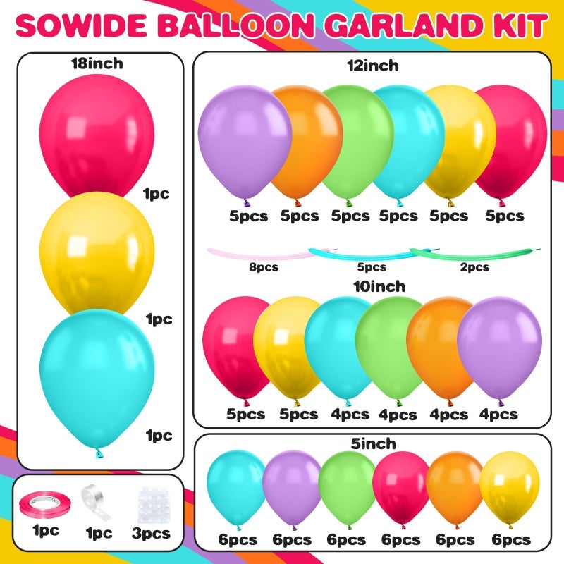 Sowide Balloon Arch Garland Kit,Green Pink Blue Yellow Orange Balloons Assorted Colors Pastel Balloons For Girls Kids Magic Themed Birthday Baby Shower Wedding Graduation Party Decorations - Image 2