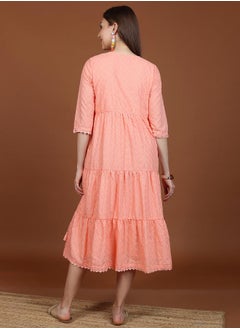 Ketch Embroidery Detail Keyhole Neck A-Line Midi Dress by Styli  - Image 2