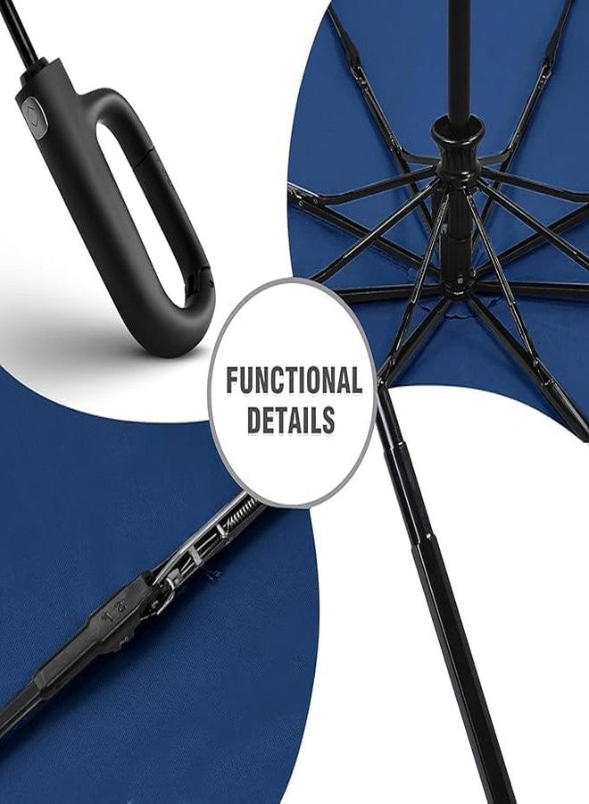 SPITEN Umbrella for Men Women || Folding Umbrella With Carabiner Handle || 10 Reinforced Ribles || Windproof and Sunproof || Auto Umbrella Big Size for Men/Women/Kids (Navy Blue) - Image 5