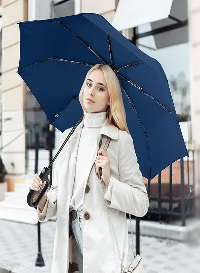 SPITEN Umbrella for Men Women || Folding Umbrella With Carabiner Handle || 10 Reinforced Ribles || Windproof and Sunproof || Auto Umbrella Big Size for Men/Women/Kids (Navy Blue) - Image 4