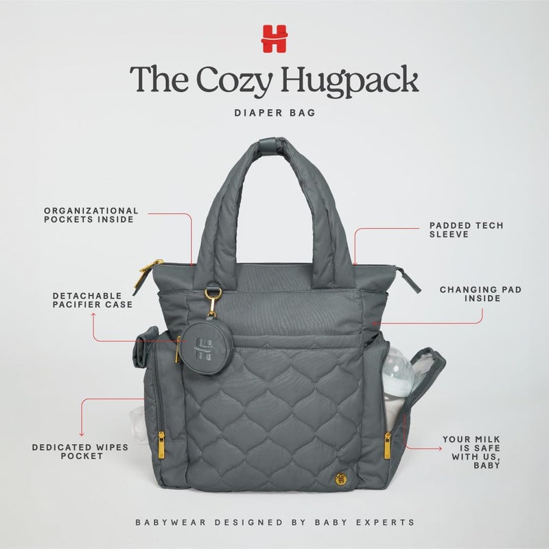 HUGGIES Cozy Hugpack Tote Diaper Bag, Quiet Smoke Quilted - Image 4
