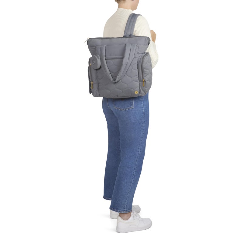 HUGGIES Cozy Hugpack Tote Diaper Bag, Quiet Smoke Quilted - Image 3