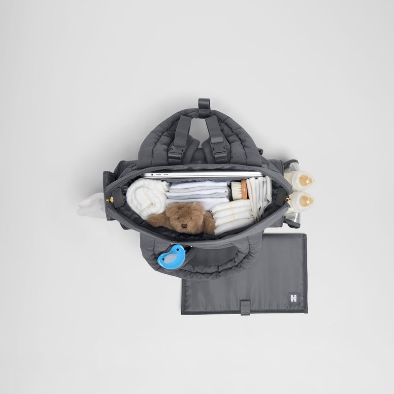 HUGGIES Cozy Hugpack Tote Diaper Bag, Quiet Smoke Quilted - Image 2