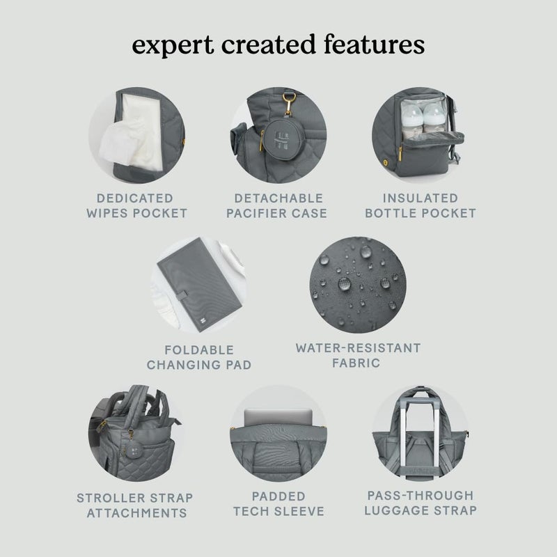 HUGGIES Cozy Hugpack Tote Diaper Bag, Quiet Smoke Quilted - Image 5