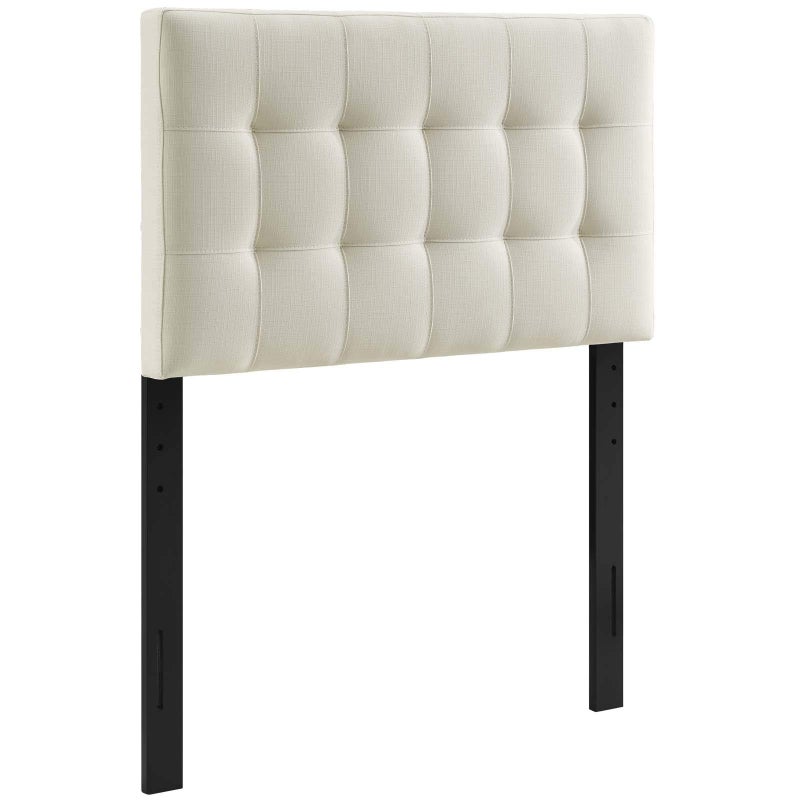Modway Lily Tufted Linen Fabric Upholstered Twin Headboard in Ivory - Image 2
