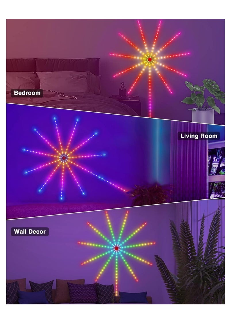 Smart Firework Led Lights USB Powered Room Decor, 30cm Color Changing Fireworks Led Lights for Bedroom with Launch Burst Effect, RGB Led Strip Lights with Remote App Control for Christmas - Image 5