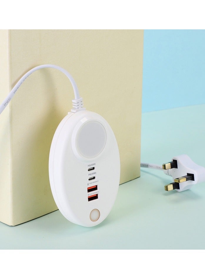 Raxoom 4 Ports, Multi-Port Charging Station 4 Ports – with Touch Light Dual USB Dual Type-C PD20W Rapid Oval USB Power Hub for - Image 1