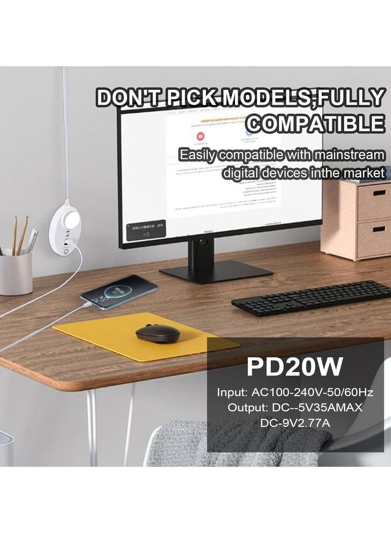 Raxoom 4 Ports, Multi-Port Charging Station 4 Ports – with Touch Light Dual USB Dual Type-C PD20W Rapid Oval USB Power Hub for - Image 3