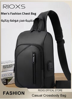 RIOXS Crossbody Sling Bag Body Chest Sling Shoulder Bag for Men Women Casual Shoulder Backpack Bag, Waterproof Chest Casual Daypack with Usb Charging Port for Travel Hiking  - Image 2