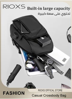 RIOXS Crossbody Sling Bag Body Chest Sling Shoulder Bag for Men Women Casual Shoulder Backpack Bag, Waterproof Chest Casual Daypack with Usb Charging Port for Travel Hiking  - Image 4