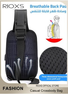 RIOXS Crossbody Sling Bag Body Chest Sling Shoulder Bag for Men Women Casual Shoulder Backpack Bag, Waterproof Chest Casual Daypack with Usb Charging Port for Travel Hiking  - Image 5