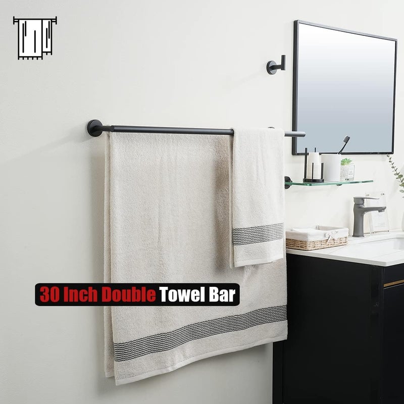 JQK Double Bath Towel Bar, Matte Black 33 Inch 304 Stainless Steel Thicken 0.8mm Towel Rack for Bathroom, Towel Holder Wall Mount, Useable Length 30 Inch 2 Pack, TB100L30-PB-P2 - Image 5