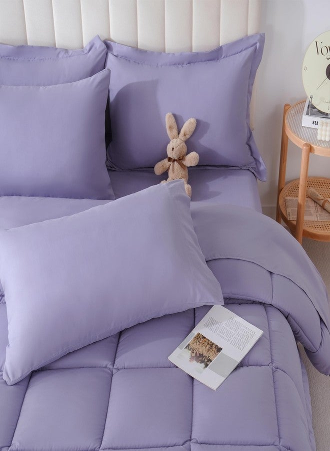 DOWNCOOL Full Size Comforter Sets, 7Pcs Full Size Bedding Sets Purple, All Season Down Alternative Bedding Comforter Sets with Comforter, Flat Sheet, Fitted Sheet, 2 Pillow Shams & 2 Pillowcases - Image 1
