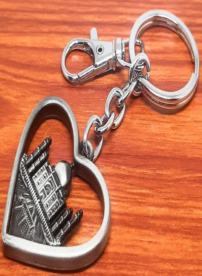 Aura Set Of 3 Heart Shaped Double Sided Metal Souvenir Taj Mahal India Gift Metal Keychain For Men Women Husband Wife Girl Boy Friend Bike Car Home Keychain - Image 5