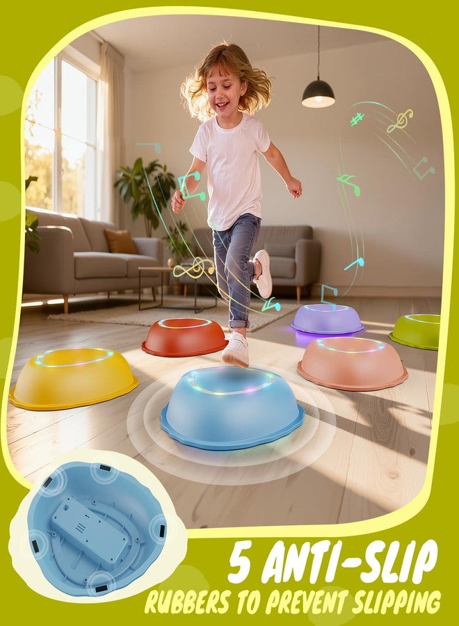 Scvcid Rechargeable Stepping Stones for Kids, 6pcs Non-Slip Balance Sensory Toys for Toddler, Kids Music & Light Up Indoor and Outdoor Play Equipment, Birthday Gifts Toys for 2 3 4 5+ Year Old Kids - Image 3