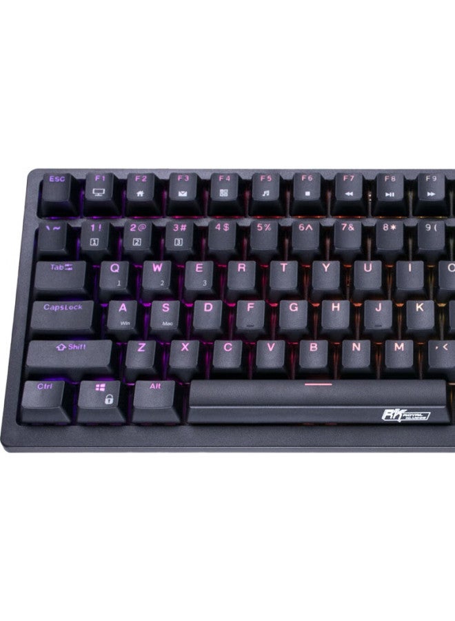 Rk98 Mechanical Keyboard, Wireless 2.4G Wired Bluetooth Tri-Mode Keyboard, For Laptop, Home Office, Desktop, Gaming, 100 Keys, 98 Layout, Rgb Backlight, White, Brown Switch - Image 2