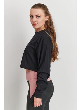 Reebok Women Sportswear Fit Long Sleeve Outdoor Crop Top, Black  - Image 3
